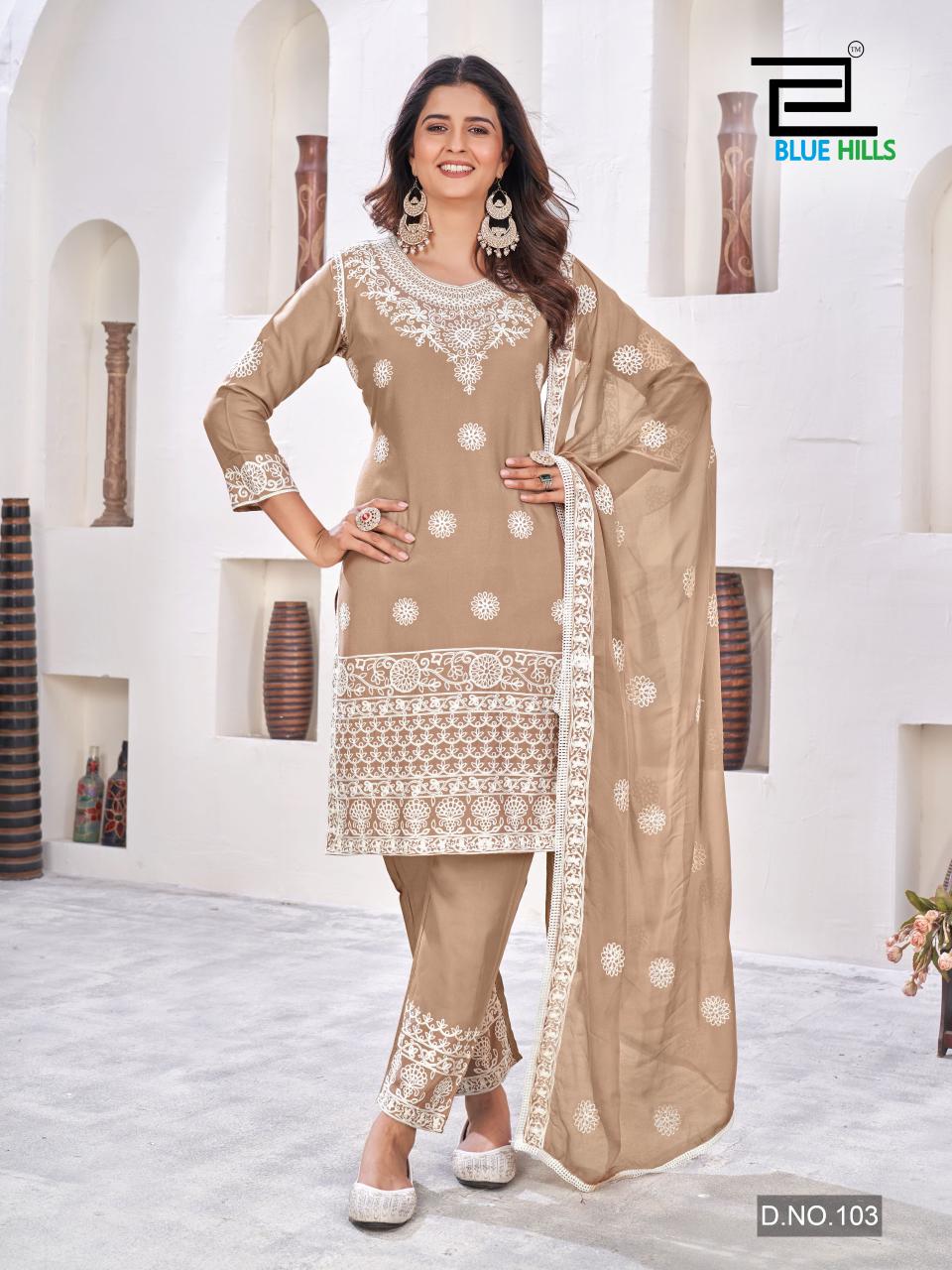 Heenaz By Blue Hills Designer Rayon Embroidery Kurti With Bottom Dupatta Wholesale Market
